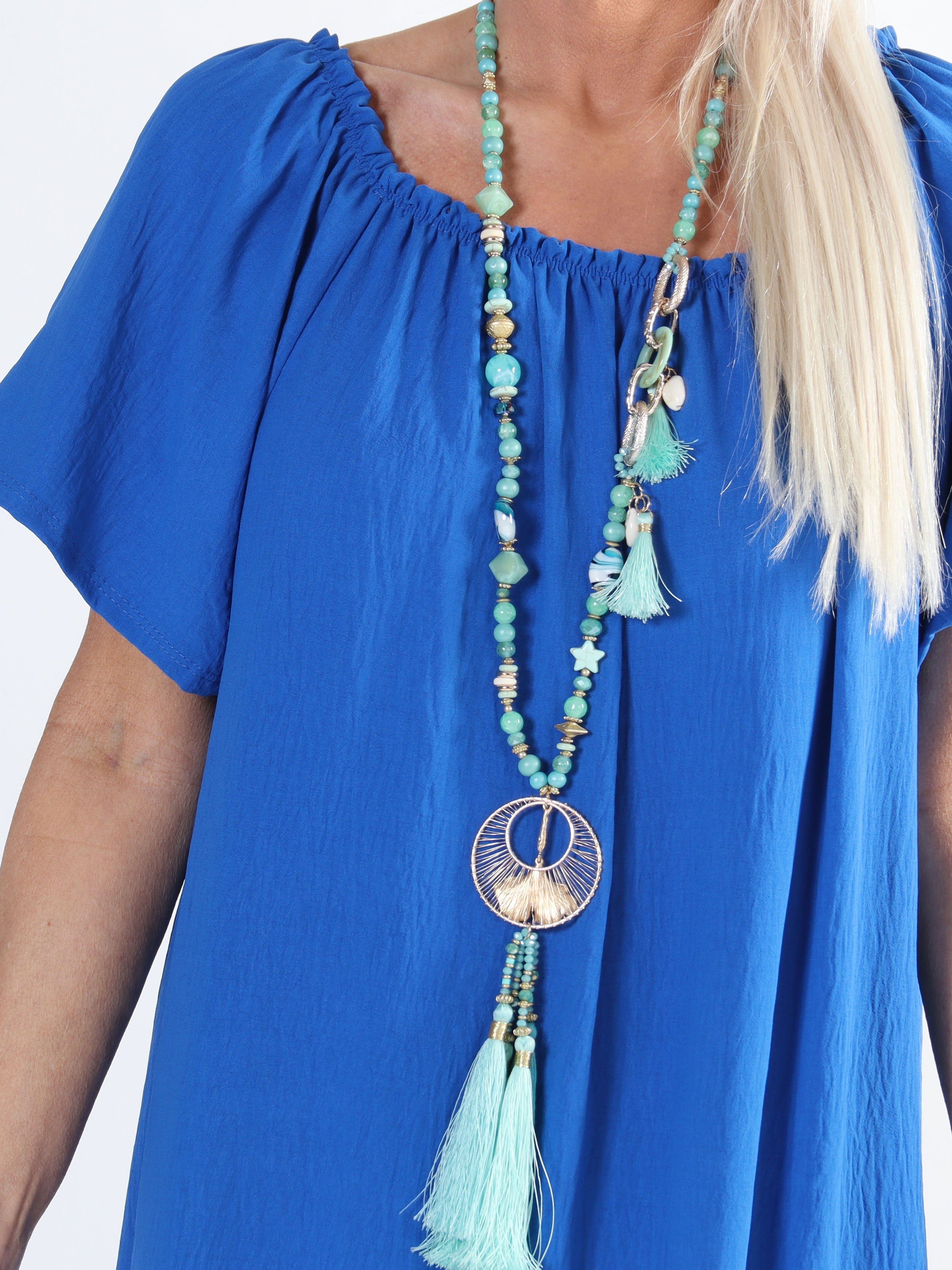 Taima - Lång enfärgad plus size-klänning med resår i nederkant